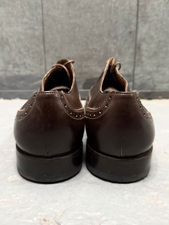 SALVATORE FERRAGAMO TRAMEZZA Dark Brown Brogue Wingtip Leather Shoes Sz 10.5 EE main image 4